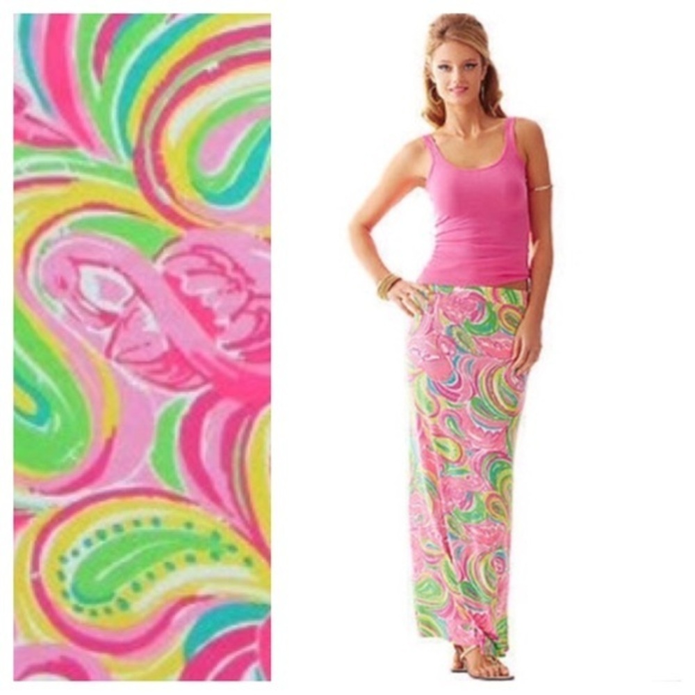 Lilly Pulitzer "Marnie" Maxi Skirt in the vibrant All Nighter print.  Sixe small